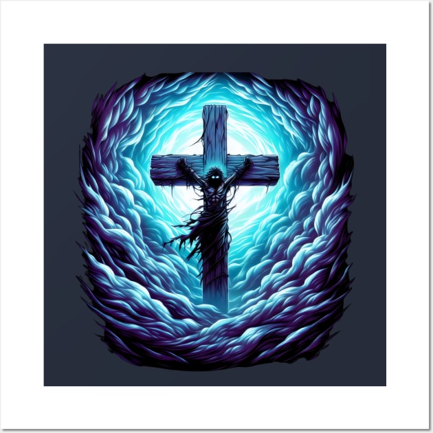 Divine Mercy: Jesus on the Cross Surreal Spiritual Artwork Wall Art by Reformed Fire